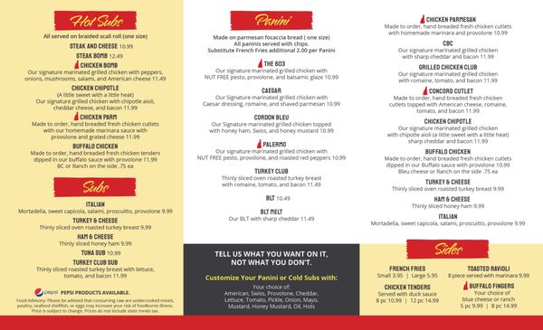 Menu photo 2 603 Panini & Sub Concord, NH
