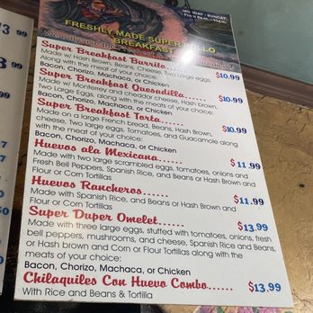 Super Pollo - Breakfast menu - Mexican Near Me - Costa Mesa, California