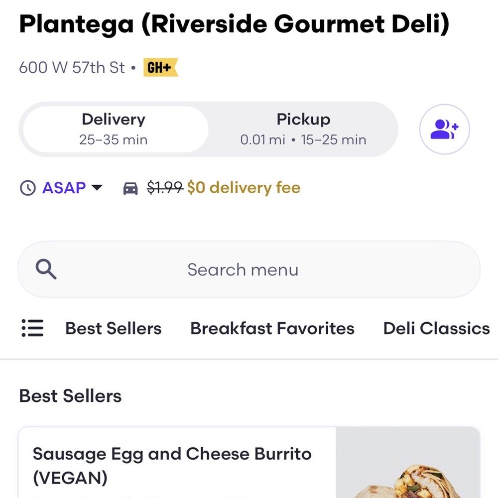 Screenshot of their Grubhub page falsely claiming to sell Vegan food Screenshot of their Grubhub page falsely claiming to sell Vegan food