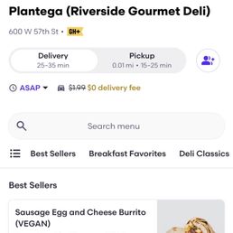 Screenshot of their Grubhub page falsely claiming to sell Vegan food