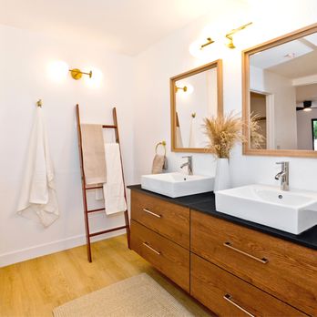 DOMUS Design Build - a bathroom with two sinks - General Contractors Near Me - Downey, California