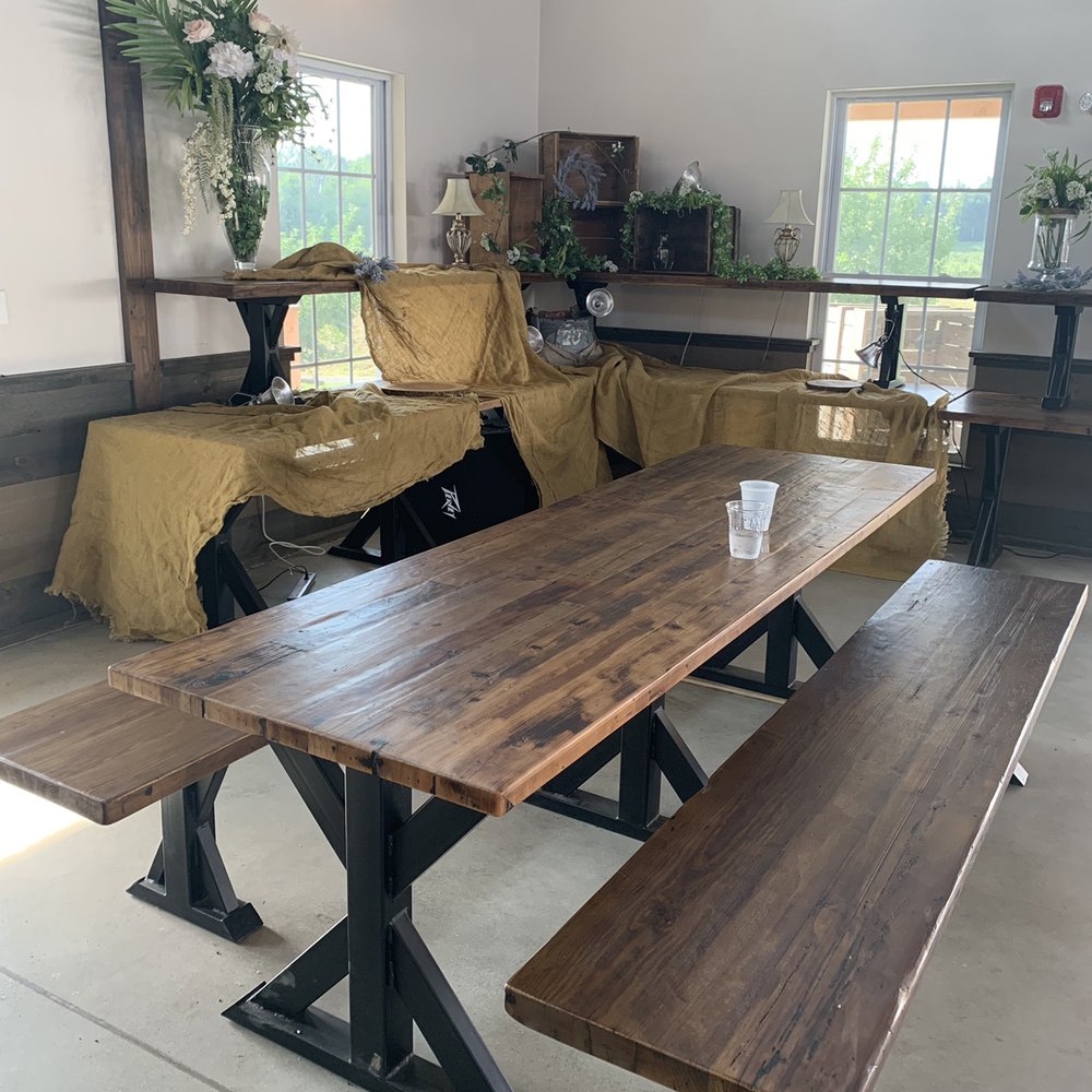 Carlson Orchards - One of many community tables (built in TX) - Fruits & Veggies Near Me - Harvard, Massachusetts