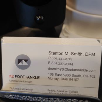 Stanton M Smith DPM - K2 Foot+Ankle - Business card - Podiatrists Near Me - Murray, Utah Stanton M Smith DPM - K2 Foot+Ankle - Business card - Podiatrists Near Me - Murray, Utah