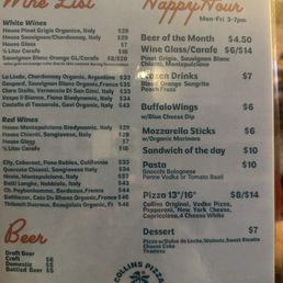 Happy hour menu