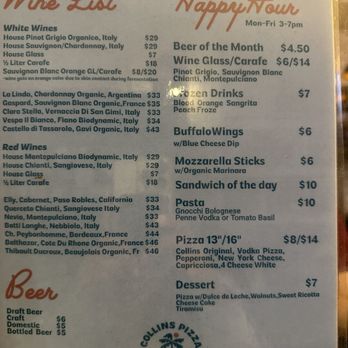 Collins Pizza - Happy hour menu - Pizza Near Me - Miami Beach, Florida