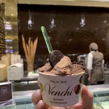 Venchi - 3 different kinds of gelato topped with a piece of chocolate - Ice Cream & Frozen Yogurt Near Me - Florence, FI Venchi - 3 different kinds of gelato topped with a piece of chocolate - Ice Cream & Frozen Yogurt Near Me - Florence, FI