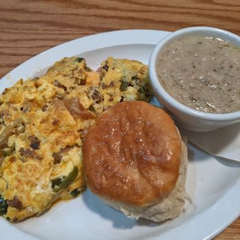 Young Cardinal Cafe - BYO omelette with biscuit and gravy, excellent gravy! - Breakfast & Brunch Near Me - Winston-Salem, North Carolina