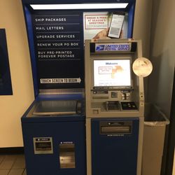 United States Postal Service - Self service kiosk. Can use any time of day or night to skip the line. Ships packages and you can buy stamps .