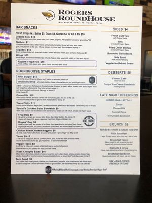Menu photo 5 Rogers Roundhouse Fort Worth, TX