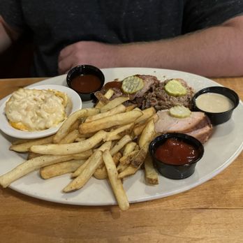 Jim 'N Nick's Bar-B-Q - Mr. Jim's combo plate w/ beef brisket, turkey and pork - Barbeque Near Me - Smyrna, Tennessee Jim 'N Nick's Bar-B-Q - Mr. Jim's combo plate w/ beef brisket, turkey and pork - Barbeque Near Me - Smyrna, Tennessee