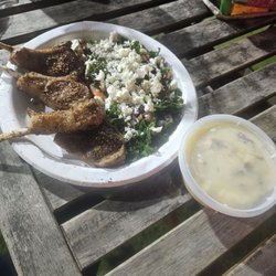 El Churrascaso Grill Wynwood - Lamb, Greek salad, mashed potatoes