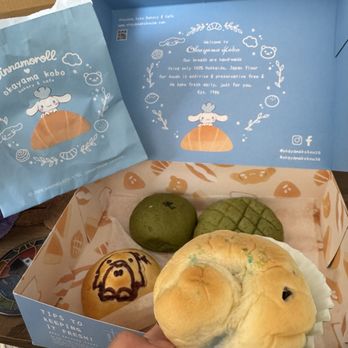 Okayama Kobo Bakery & Cafe - Cinnamoroll blueberry bread, chocolate emoji bread, matcha mochi an-pan and matcha sunrise - Bakeries Near Me - Honolulu, Hawaii Okayama Kobo Bakery & Cafe - Cinnamoroll blueberry bread, chocolate emoji bread, matcha mochi an-pan and matcha sunrise - Bakeries Near Me - Honolulu, Hawaii