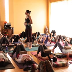 COIL Yoga - Owner Katie Flinn guiding classes on our opening weekend in October