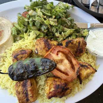 King Falafel And Grill 2 - Chicken Kabob plate - Mediterranean Near Me - Upland, California King Falafel And Grill 2 - Chicken Kabob plate - Mediterranean Near Me - Upland, California
