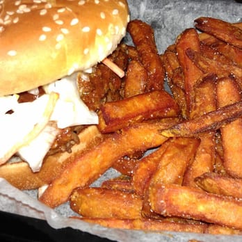 Angry Ale's - Carolina burger and sweet potato fries. - Sports Bars Near Me - Charlotte, North Carolina Angry Ale's - Carolina burger and sweet potato fries. - Sports Bars Near Me - Charlotte, North Carolina