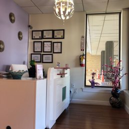 Front office from the couch in waiting area Front office from the couch in waiting area
