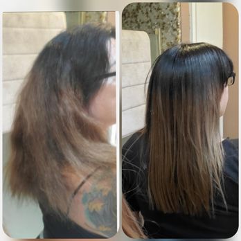 Modni Hair Lounge - Before/after Brazilian blowout - Hair Salons Near Me - Lodi, California