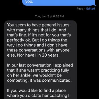 Crenshaw Athletic Club - These are the last text messages between the head coach and us as parents before withdrawing our daughter from Crenshaws. - Swimming Lessons/Schools Near Me - Austin, Texas Crenshaw Athletic Club - These are the last text messages between the head coach and us as parents before withdrawing our daughter from Crenshaws. - Swimming Lessons/Schools Near Me - Austin, Texas