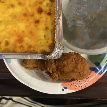 H & Chicken - Before: fried chicken leg, mac & cheese, and collard greens. - Fast Food Near Me - Washington, DC, District of Columbia H & Chicken - Before: fried chicken leg, mac & cheese, and collard greens. - Fast Food Near Me - Washington, DC, District of Columbia