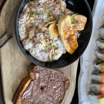 NoMI - Coconut banana quinoa served with Nutella toast - Bars Near Me - Chicago, Illinois NoMI - Coconut banana quinoa served with Nutella toast - Bars Near Me - Chicago, Illinois