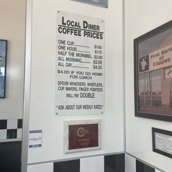 Local Diner - Inside, coffee menu - Breakfast & Brunch Near Me - Coppell, Texas