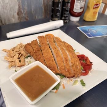 Blue Giraffe Restaurant - Asian Crispy Chicken Salad - Seafood Near Me - Sanibel, Florida Blue Giraffe Restaurant - Asian Crispy Chicken Salad - Seafood Near Me - Sanibel, Florida