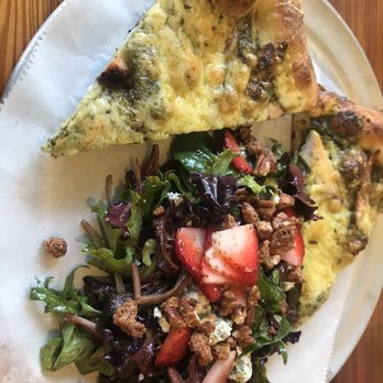 Birmingham Breadworks - Chicken pesto , Gouda , and tomato pizza slice and berry green salad (I think ). So good - Bakeries Near Me - Birmingham, Alabama Birmingham Breadworks - Chicken pesto , Gouda , and tomato pizza slice and berry green salad (I think ). So good - Bakeries Near Me - Birmingham, Alabama