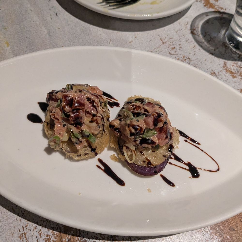 Traif - tuna tartare on eggplant tempura - New American Near Me - Brooklyn, New York