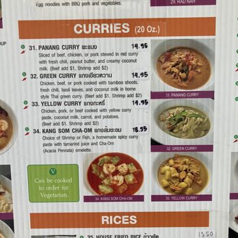 Baan Thai - Curries menu - Thai Near Me - Panorama City, California