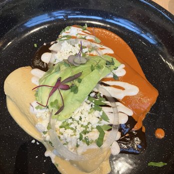 Cielo Rojo - CHICKEN ENCHILADA TRES MOLES - Mexican Near Me - Takoma Park, Maryland