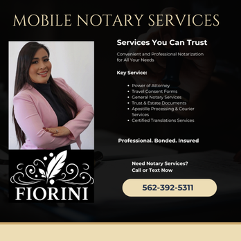 Fiorini Mobile Notary - Notaries Near Me - Paramount, California Fiorini Mobile Notary - Notaries Near Me - Paramount, California