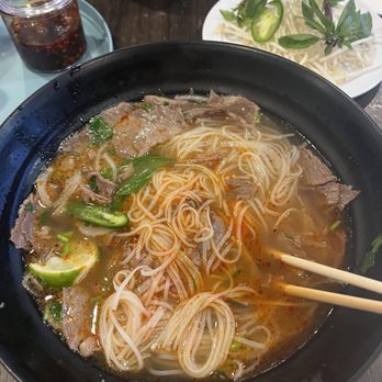 Pho Qt - Beef flank pho. Added chili oil. - Noodles Near Me - Buena Park, California Pho Qt - Beef flank pho. Added chili oil. - Noodles Near Me - Buena Park, California