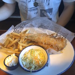 Fish and chips with coleslaw