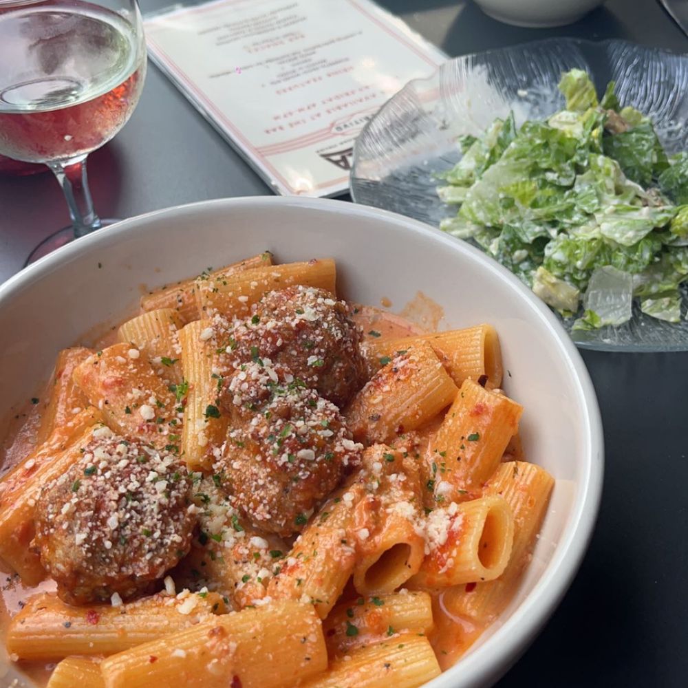 Cocozza - Vodka Rigatoni added Meatballs, Caesar salad, Blanco Wine (Apertivo Special) - Italian Near Me - Memphis, Tennessee