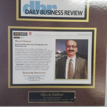 Sukkar & Associates - TOP RATED LAWYERS AS PUBLISHED IN THE DAILY BUSINESS REVIEW 2018 - Immigration Law Near Me - Hollywood, Florida