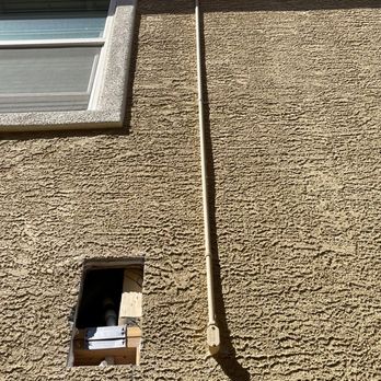 In The Sky - That cut out is where they broke the water pipe. The stucco guy is suppose to repair it this Sunday. - Security Systems Near Me - Las Vegas, Nevada