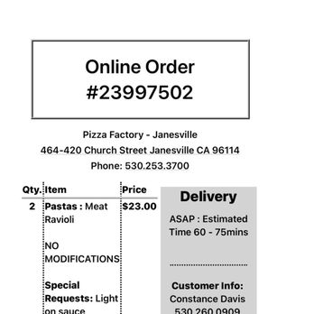 Pizza Factory - Proof! - Italian Near Me - Janesville, California