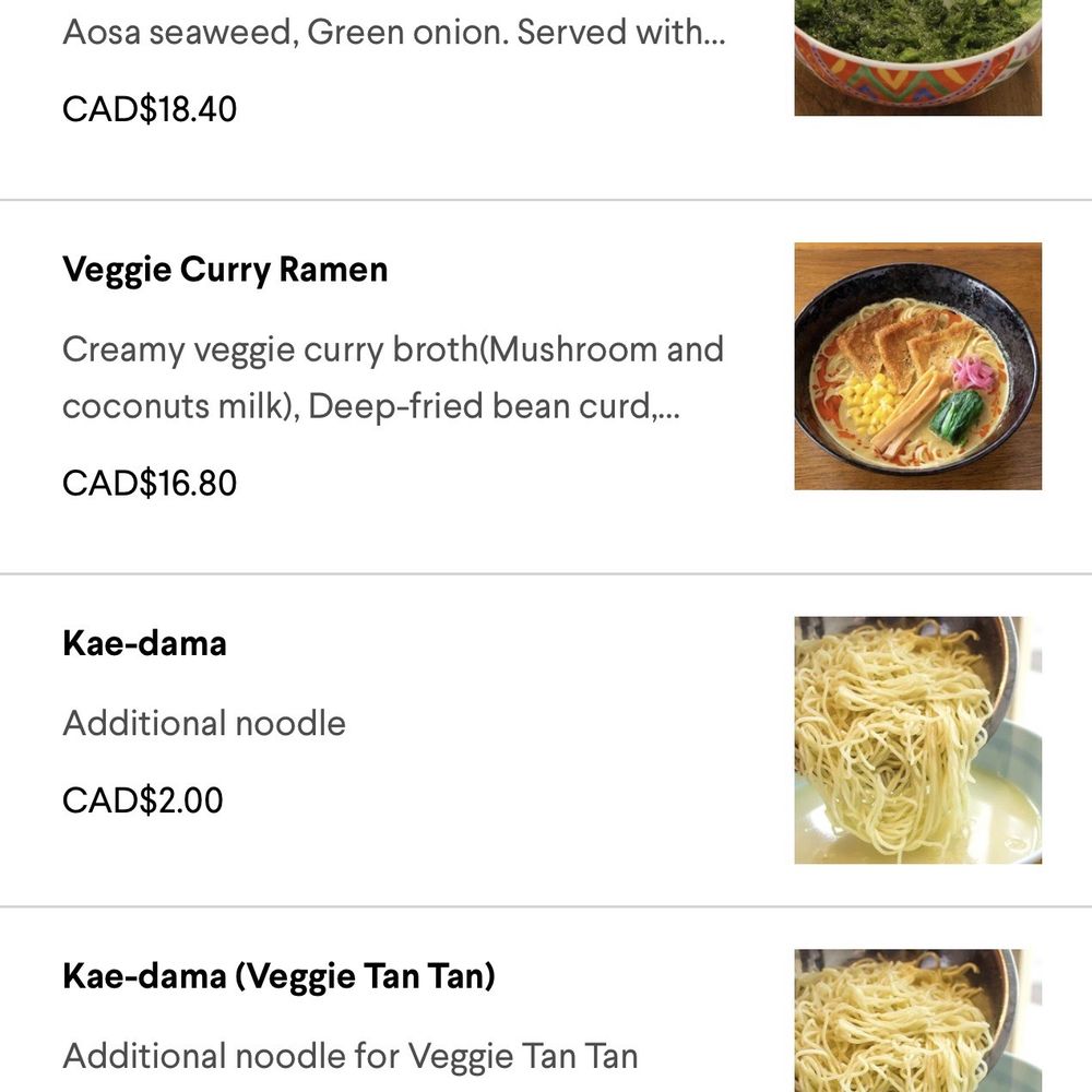 Maruhachi Ra-men - Menu - Ramen Near Me - Vancouver, British Columbia