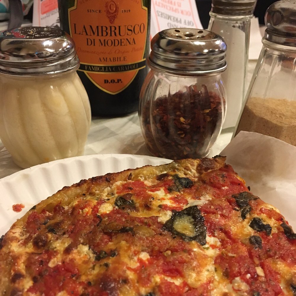 Louie's Pizza - A grandma slice and Lambrusco, delish. - Italian Near Me - Elmhurst, New York Louie's Pizza - A grandma slice and Lambrusco, delish. - Italian Near Me - Elmhurst, New York