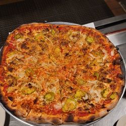 Abate Apizza & Seafood Restaurant - Large cherry pepper, eggplant, onion pizza