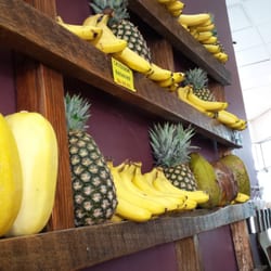 Charlie's Raw Squeeze Greenslopes - Fruit on the wall.