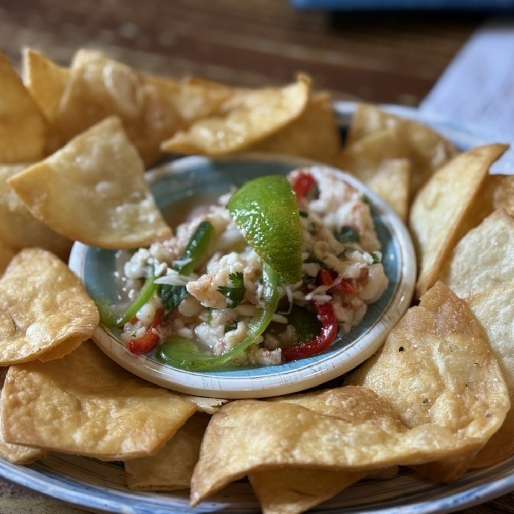 Salt Shack - Shrimp ceviche- DELICIOUS!!!!! Chips were so good, citrusy taste. Options for the day were Shrimp or Swordfish! - Seafood Near Me - Clermont, Florida Salt Shack - Shrimp ceviche- DELICIOUS!!!!! Chips were so good, citrusy taste. Options for the day were Shrimp or Swordfish! - Seafood Near Me - Clermont, Florida