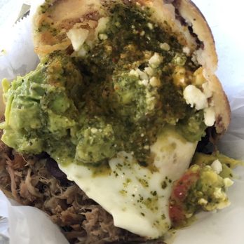 Ally's Cocina - King Kong arepa con carnitas. Delicioso! - Venezuelan Near Me - Kilauea, Hawaii