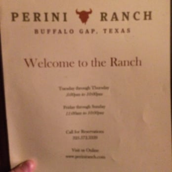Perini Ranch Steakhouse - Menu - Steakhouses Near Me - Buffalo Gap, Texas Perini Ranch Steakhouse - Menu - Steakhouses Near Me - Buffalo Gap, Texas