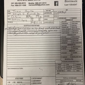 GMC Heating & Air Conditioning - Copy of the invoice proving that Mr. Marwan showed. Hope this will jog his memory - Heating & Air Conditioning/HVAC Near Me - Upland, California GMC Heating & Air Conditioning - Copy of the invoice proving that Mr. Marwan showed. Hope this will jog his memory - Heating & Air Conditioning/HVAC Near Me - Upland, California
