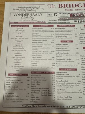 Menu photo 3 The Bridge House Restaurant Cincinnati, OH Menu photo 3 The Bridge House Restaurant Cincinnati, OH