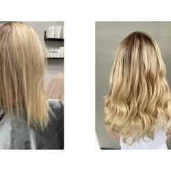 Elevated Hair Design - Before and after ! What a difference extensions can do to give you the length and fullness you've been dreaming of!