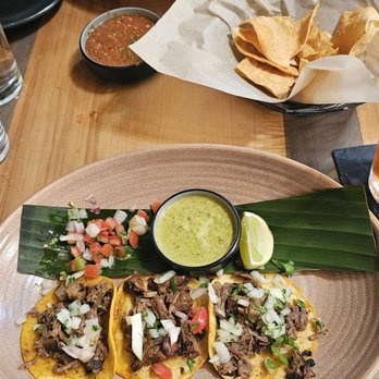 Flecha Cantina - 3 carne asada tacos on Taco Tuesday. - Mexican Near Me - Huntington Beach, California