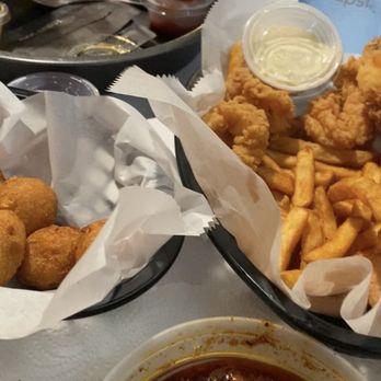 Crafty Crab - Fried shrimp basket and boom sauce on the side. - Seafood Near Me - Houston, Texas