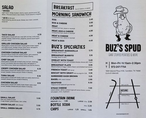 Menu photo 1 Buz's Spuds Carrollton, TX